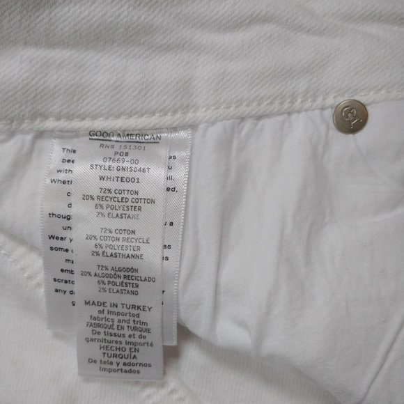 NWOT Good American 90s Icon Bermuda Shorts White raw hem denim US18 high waist - Picture 15 of 16